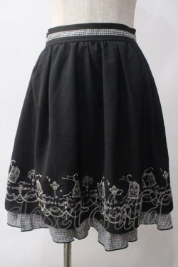 画像1: axes femme POETIQUE / メルヘン刺繍スカート M 黒 Y-25-06-01-175-AX-SK-SZ-ZY