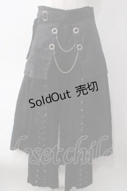 画像1: Sixh / ジャガードオーバースカート付編上げパンツ  黒 Y-25-06-01-183-HN-PA-SZ-ZY