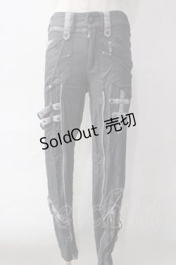画像1: Ozz Croce / ベルトデザインストレッチパンツ  グレー Y-25-06-01-184-OO-PA-SZ-ZS