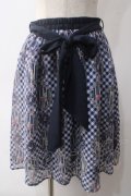 axes femme POETIQUE / ラビットブーケ柄スカート M 紺 Y-25-06-01-190-AX-SK-SZ-ZY