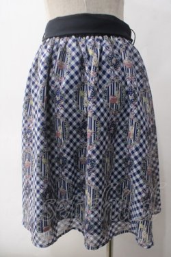 画像2: axes femme POETIQUE / ラビットブーケ柄スカート M 紺 Y-25-06-01-190-AX-SK-SZ-ZY