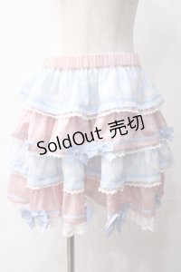 To Alice / ハートドットティアードスカート M ピンク×サックス Y-25-06-01-200-LO-SK-SZ-ZY