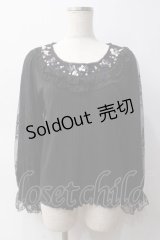 axes femme / ローズガーデン袖レースプルオーバー M 黒 Y-25-06-03-040-AX-TO-SZ-ZI