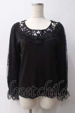 画像1: axes femme / ローズガーデン袖レースプルオーバー M 黒 Y-25-06-03-040-AX-TO-SZ-ZY