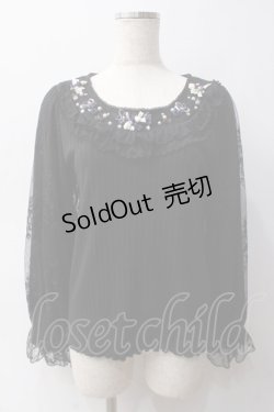 画像1: axes femme / ローズガーデン袖レースプルオーバー M 黒 Y-25-06-03-040-AX-TO-SZ-ZI