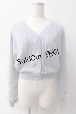 画像1: axes femme / フラワーブーケ刺繍カーデ M サックス Y-25-06-03-043-AX-TO-SZ-ZY