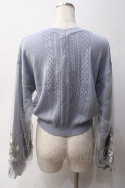 画像2: axes femme / フラワーブーケ刺繍カーデ M サックス Y-25-06-03-043-AX-TO-SZ-ZY