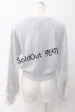 画像2: axes femme / フラワーブーケ刺繍カーデ M サックス Y-25-06-03-043-AX-TO-SZ-ZY