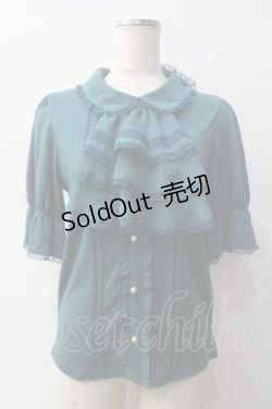画像1: axes femme / ジャボ付きブラウス風プルオーバー  グリーン Y-25-06-03-044-AX-TO-SZ-ZY