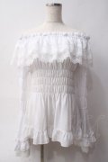 ATELIER PIERROT / オフショルダーシャーリングカットソー  ホワイト Y-25-06-03-056-EL-BL-SZ-ZY