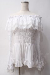 ATELIER PIERROT / オフショルダーシャーリングカットソー  ホワイト Y-25-06-03-056-EL-BL-SZ-ZY
