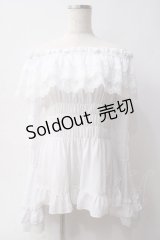 ATELIER PIERROT / オフショルダーシャーリングカットソー  ホワイト Y-25-06-03-056-EL-BL-SZ-ZY