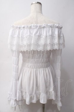 画像2: ATELIER PIERROT / オフショルダーシャーリングカットソー  ホワイト Y-25-06-03-056-EL-BL-SZ-ZY