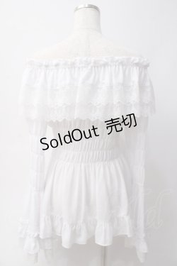 画像2: ATELIER PIERROT / オフショルダーシャーリングカットソー  ホワイト Y-25-06-03-056-EL-BL-SZ-ZY