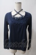 axes femme / ストラップ付ビジューインナー M 紺 Y-25-06-03-062-AX-TO-SZ-ZY