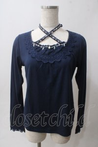axes femme / ストラップ付ビジューインナー M 紺 Y-25-06-03-062-AX-TO-SZ-ZI