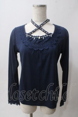 画像1: axes femme / ストラップ付ビジューインナー M 紺 Y-25-06-03-062-AX-TO-SZ-ZY