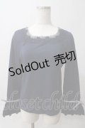 axes femme / レース使いフレア袖リブプルオーバー M 紺 Y-25-06-03-063-AX-TO-SZ-ZI
