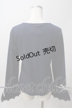 画像2: axes femme / レース使いフレア袖リブプルオーバー M 紺 Y-25-06-03-063-AX-TO-SZ-ZI