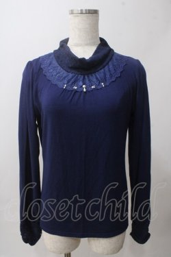 画像1: axes femme / レースタートルインナー M 紺 Y-25-06-03-064-AX-TO-SZ-ZY