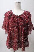 axes femme / 小花柄Ｗ襟ブラウス M ボルドー Y-25-06-03-066-AX-BL-SZ-ZY