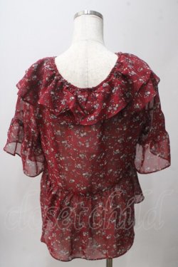画像2: axes femme / 小花柄Ｗ襟ブラウス M ボルドー Y-25-06-03-066-AX-BL-SZ-ZY