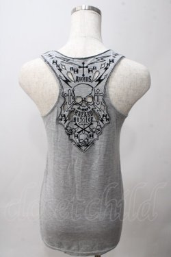画像2: GHOST of HARLEM / スカル刺繍ロングタンク F グレー Y-25-06-03-067-GL-TO-SZ-ZY