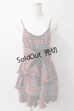 画像1: axes femme / チェック柄チュニック M 赤 Y-25-06-03-072-AX-OP-SZ-ZT086