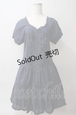 画像1: axes femme / シャーリングワンピース  紺 Y-25-06-03-078-AX-OP-SZ-ZY