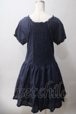 画像2: axes femme / シャーリングワンピース  紺 Y-25-06-03-078-AX-OP-SZ-ZY