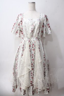 画像1: axes femme / 薔薇柄ラッフルチュールワンピース F 生成り Y-25-06-03-084-AX-OP-SZ-ZY