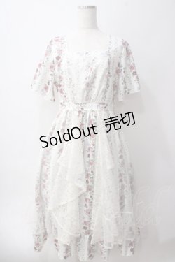 画像1: axes femme / 薔薇柄ラッフルチュールワンピース F 生成り Y-25-06-03-084-AX-OP-SZ-ZI