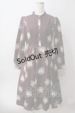 画像1: axes femme NOSTALGIE / ブーケ柄ジャガードワンピース  ワイン Y-25-06-03-094-AX-OP-SZ-ZT0625X