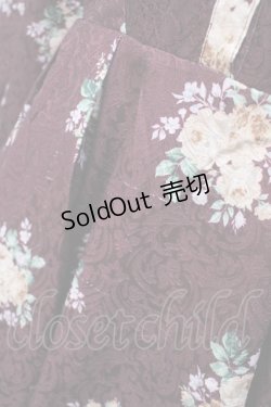 画像4: axes femme NOSTALGIE / ブーケ柄ジャガードワンピース  ワイン Y-25-06-03-094-AX-OP-SZ-ZT0625X