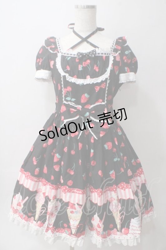 画像1: Angelic Pretty / Strawberry Parlourワンピース  黒 Y-25-06-03-115-AP-OP-AS-ZT070 (1)