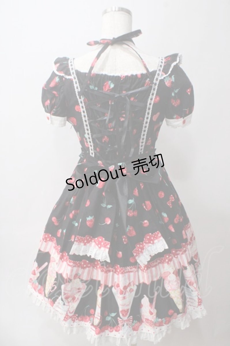 画像2: Angelic Pretty / Strawberry Parlourワンピース  黒 Y-25-06-03-115-AP-OP-AS-ZT070 (2)