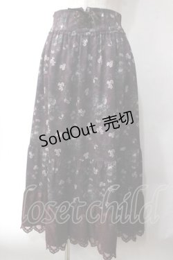 画像1: axes femme / ミュルーズ染織美術館コラボ/フェザー×フラワー柄スカート M ワイン Y-25-06-03-123-AX-SK-SZ-ZT167