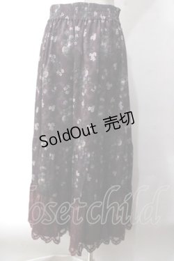 画像2: axes femme / ミュルーズ染織美術館コラボ/フェザー×フラワー柄スカート M ワイン Y-25-06-03-123-AX-SK-SZ-ZT167