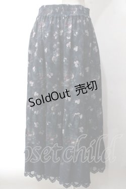 画像2: axes femme / ミュルーズ染織美術館コラボ/フェザー×フラワー柄スカート M 紺 Y-25-06-03-124-AX-SK-SZ-ZT183