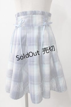 画像1: Amavel / ダブルレースアップはぎフレアチェックスカート F ブルー Y-25-06-03-129-CA-SK-SZ-ZY