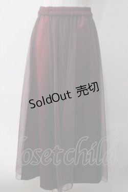 画像1: axes femme / サテン×チュールスカート M ワイン Y-25-06-03-135-AX-SK-SZ-ZY