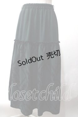 画像1: axes femme / フロッキープリントロングスカート  グリーン Y-25-06-03-144-AX-SK-SZ-ZY