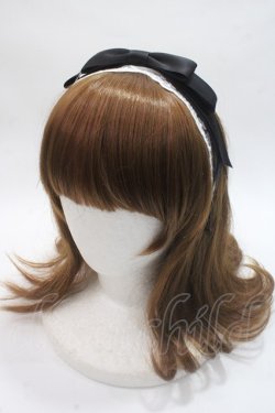 画像1: axes femme kawaii / レースリボンカチューシャ  黒 Y-25-06-03-022-AX-AC-SZ-ZY