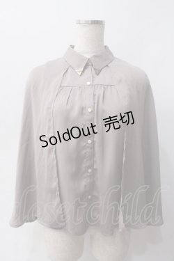 画像1: axes femme POETIQUE / ケープデザインブラウス  チャコール Y-25-06-03-028-AX-BL-SZ-ZY