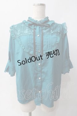 画像1: axes femme / 刺繍入りブラウス  グリーン Y-25-06-03-029-AX-BL-SZ-ZY