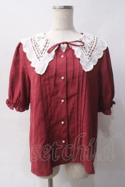 画像1: axes femme / バラ刺繍襟ブラウス  ピンク Y-25-06-03-030-AX-BL-SZ-ZY