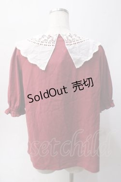 画像2: axes femme / バラ刺繍襟ブラウス  ピンク Y-25-06-03-030-AX-BL-SZ-ZY