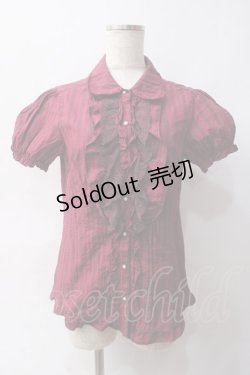 画像1: axes femme / トランプJQフリルブラウス M ワイン Y-25-06-03-033-AX-BL-SZ-ZY