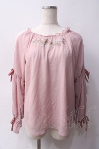 axes femme / フェザー×花刺繍トップス M ピンク Y-25-06-03-036-AX-TO-SZ-ZI