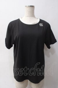 axes femme / ロゴ刺繍リンガーTシャツ F 黒 Y-25-06-03-038-AX-TO-SZ-ZI
